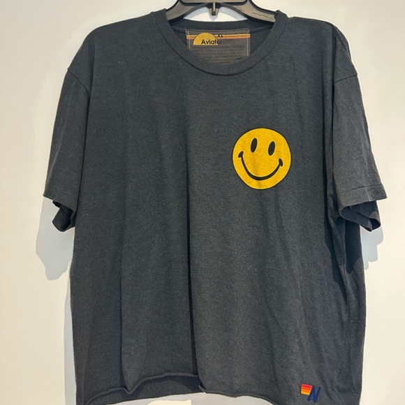Aviator Nation Smiley Boyfriend Tee - Charcoal XL - Picture 3 of 4